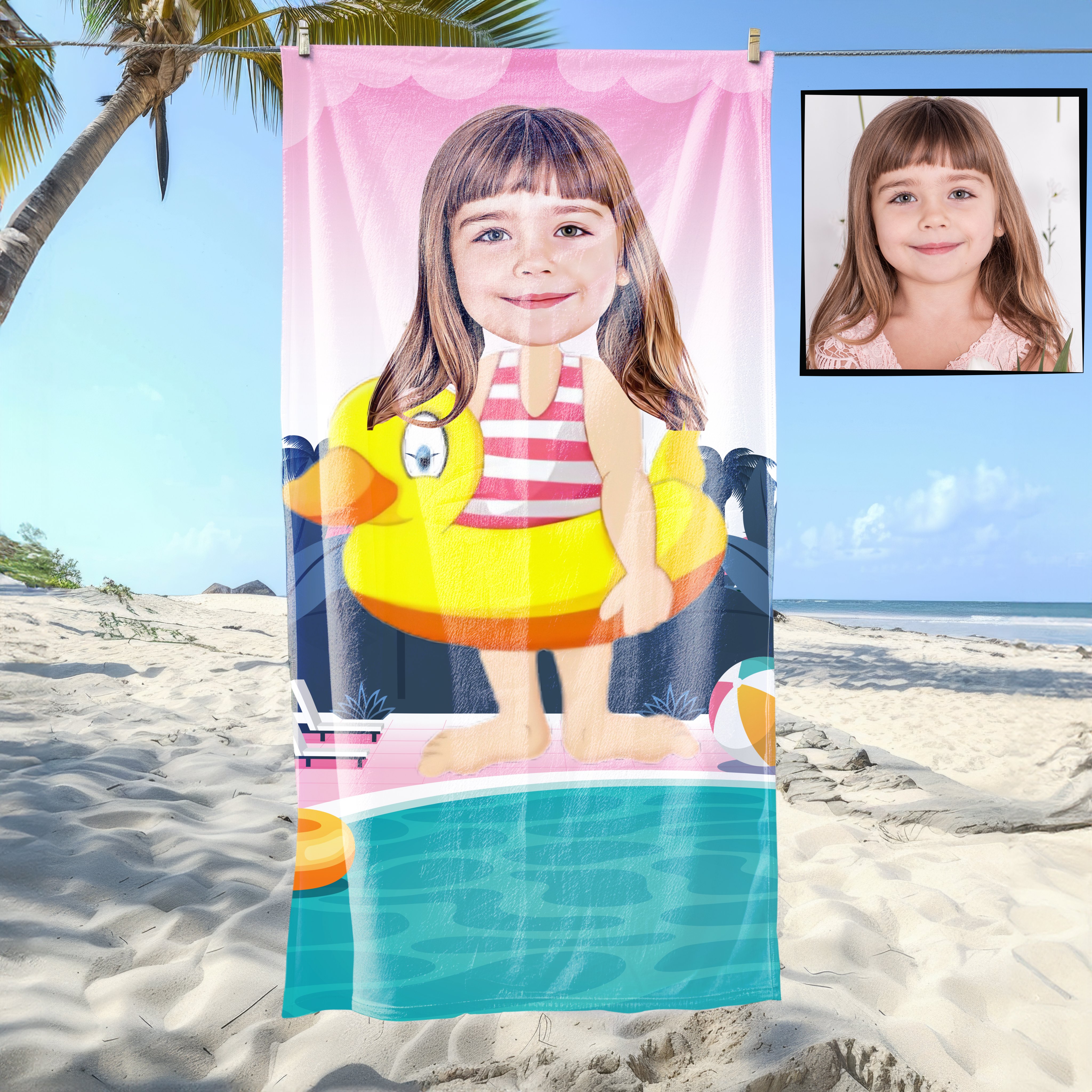 eJOYA Kişiye Özel Karikatür Fotoğraflı Çizgi Karakter Plaj ve Banyo Havlusu 115684