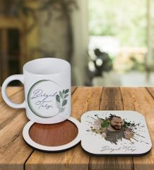 eJOYA Kişiye Özel Tasarım Kupa Bardak Ve Fotoğraflı Ahşap Bardak Altlığı 99454