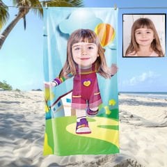 eJOYA Kişiye Özel Karikatür Fotoğraflı Barbie Plaj ve Banyo Havlusu 115688