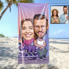 eJOYA Kişiye Özel Karikatür Fotoğraflı Asi Çift Plaj Ve Spor Havlusu 115085