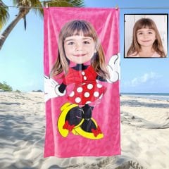 eJOYA Kişiye Özel Karikatür Fotoğraflı Minnie Plaj ve Banyo Havlusu 115689