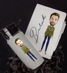 eJOYA Kişiye Özel Karikatür Tasarım Defter Kalem Ve Matara Hediye Seti 96459