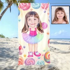 eJOYA Kişiye Özel Karikatür Fotoğraflı Barbie Plaj ve Banyo Havlusu 115691
