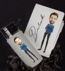 eJOYA Kişiye Özel Karikatür Tasarım Defter Kalem Ve Matara Hediye Seti 96460