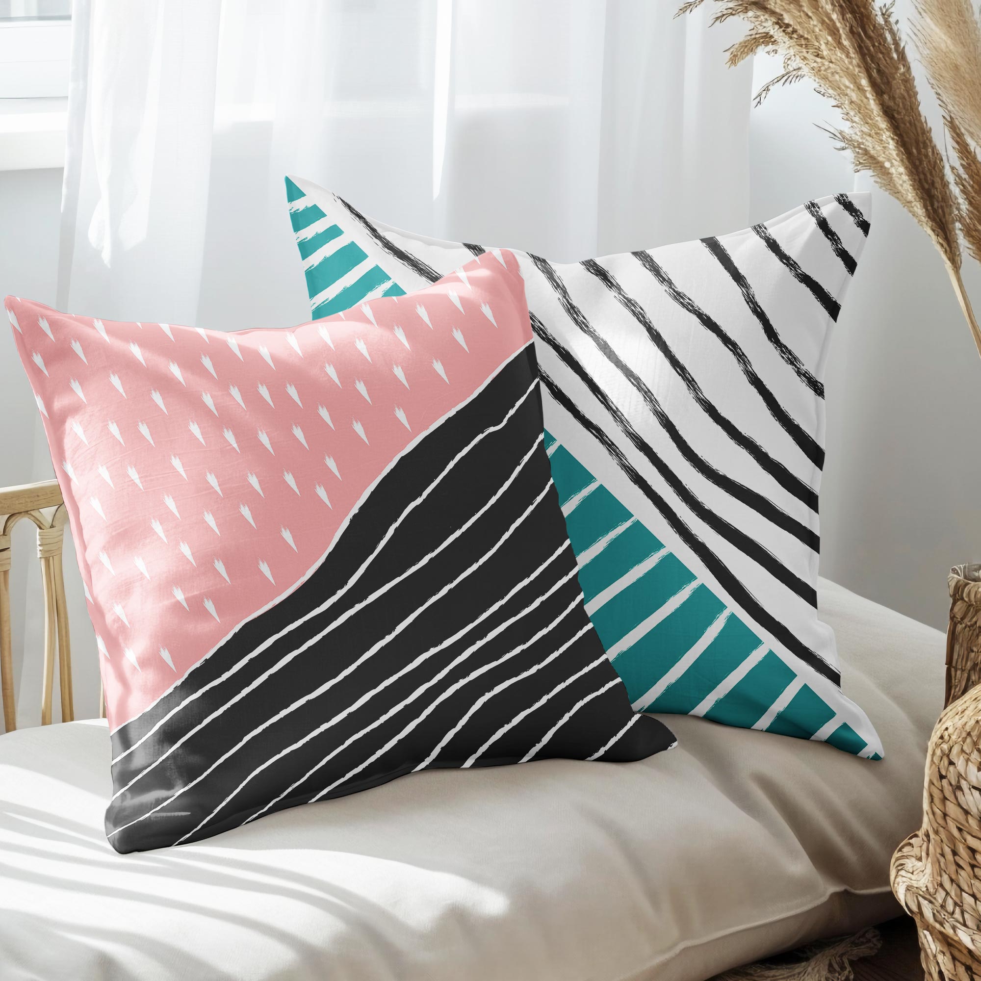 eJOYA Modern Tasarımlı 2'li Yastık İçi Ve Kırlent Kılıfı 45cm 113465