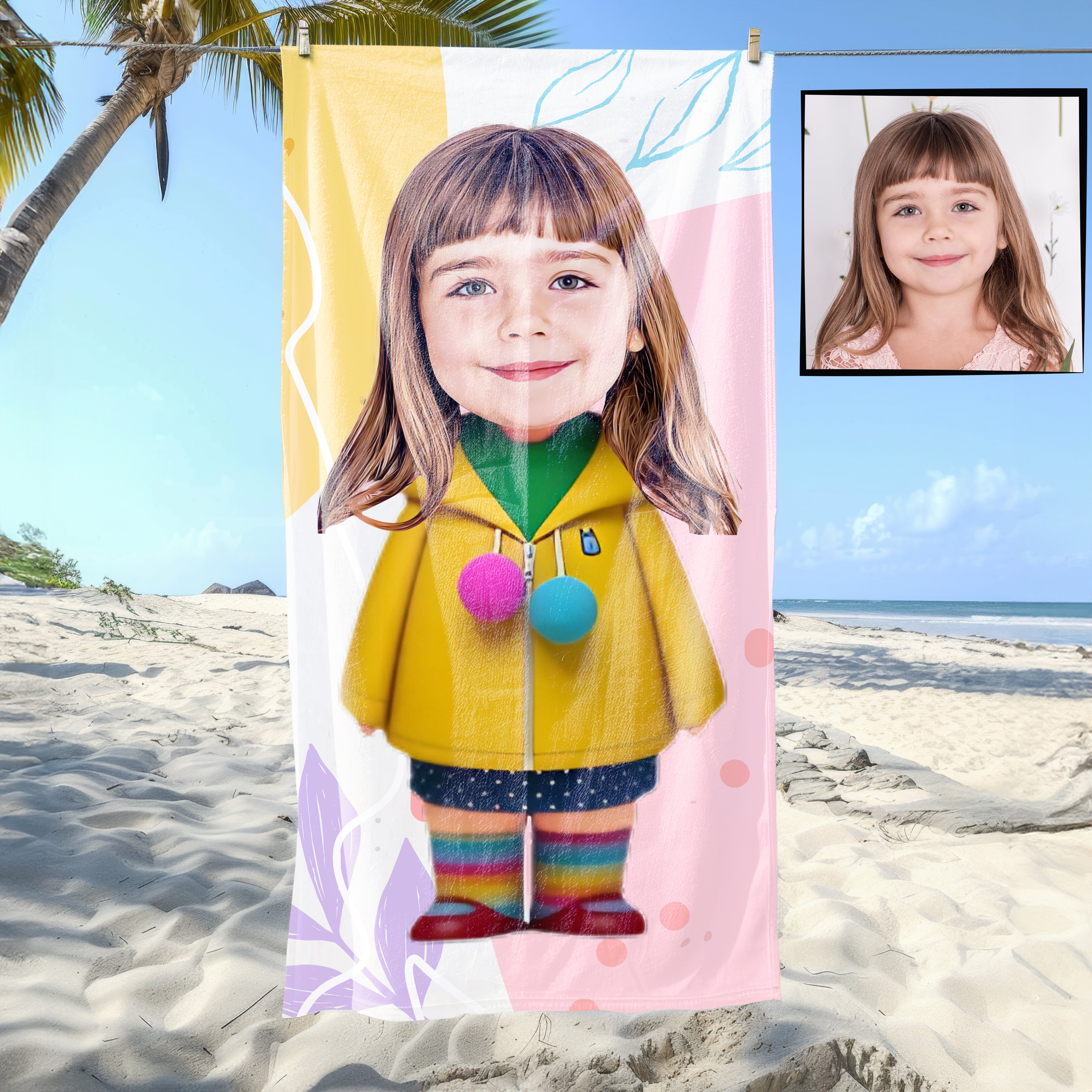 eJOYA Kişiye Özel Karikatür Fotoğraflı Çizgi Karakter Plaj ve Banyo Havlusu 115693