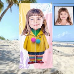 eJOYA Kişiye Özel Karikatür Fotoğraflı Çizgi Karakter Plaj ve Banyo Havlusu 115693