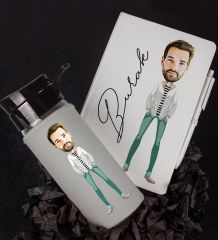 eJOYA Kişiye Özel Karikatür Tasarım Defter Kalem Ve Matara Hediye Seti 96463