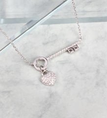 eJOYA Zircone Taşlı Gümüş Kalbimin Anahtarı Kolye 84802