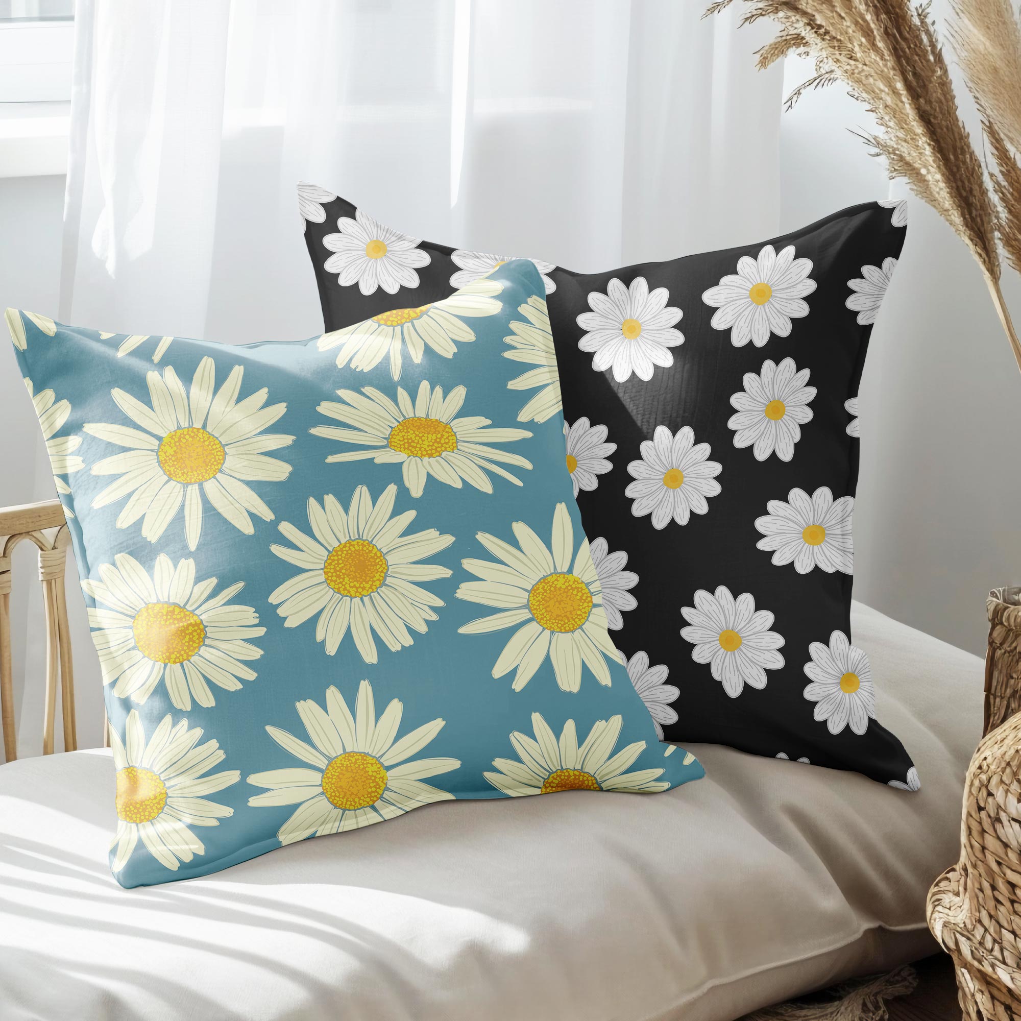 eJOYA Papatya Tasarımlı 2'li Yastık İçi Ve Kırlent Kılıfı 45cm 113470
