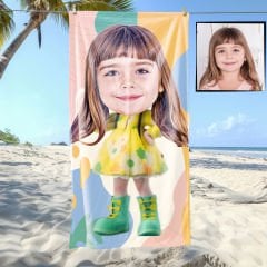 eJOYA Kişiye Özel Karikatür Fotoğraflı Barbie Plaj ve Banyo Havlusu 115698