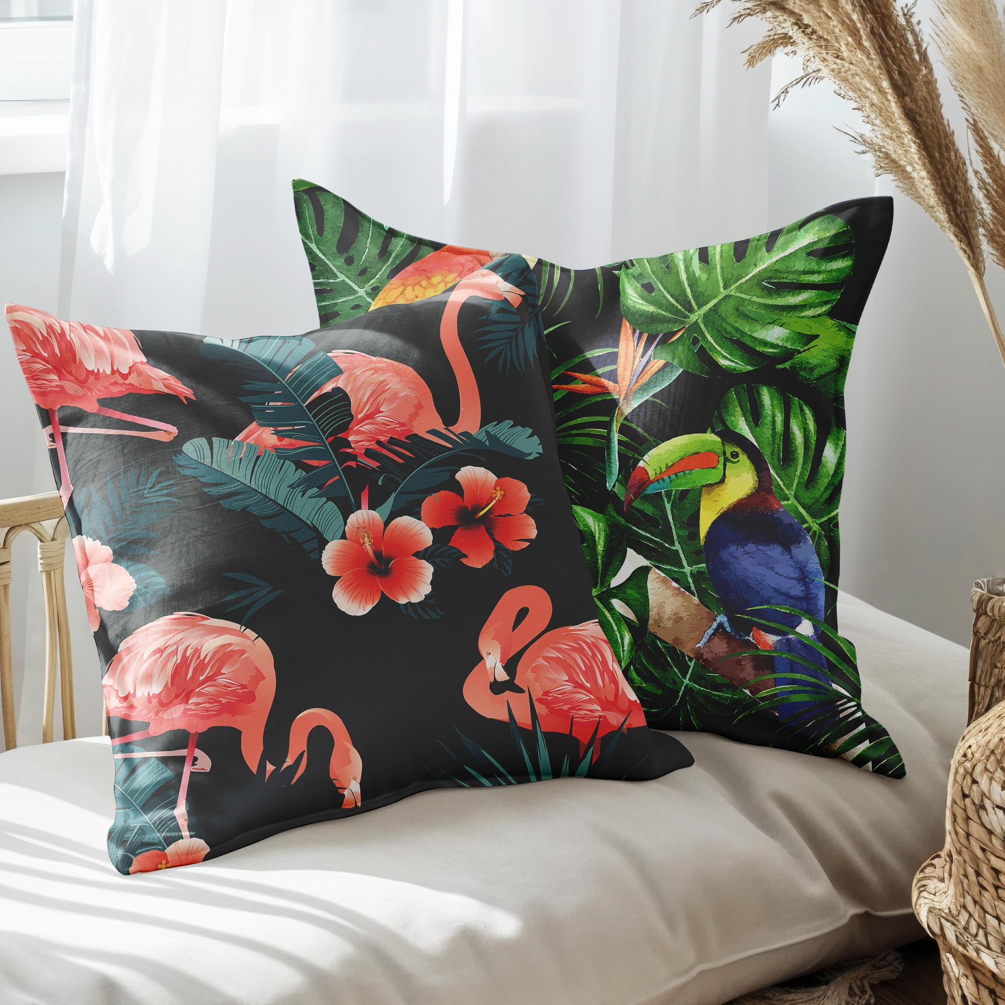 eJOYA Flamingo Tasarımlı 2'li Yastık İçi Ve Kırlent Kılıfı 45cm 113471