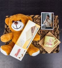 eJOYA Kişiye Özel Türk Kahvesi Fincanı & Choco Biscuit & Peluş Ayı & Fotoğraflık Hediye Kutusu 111922