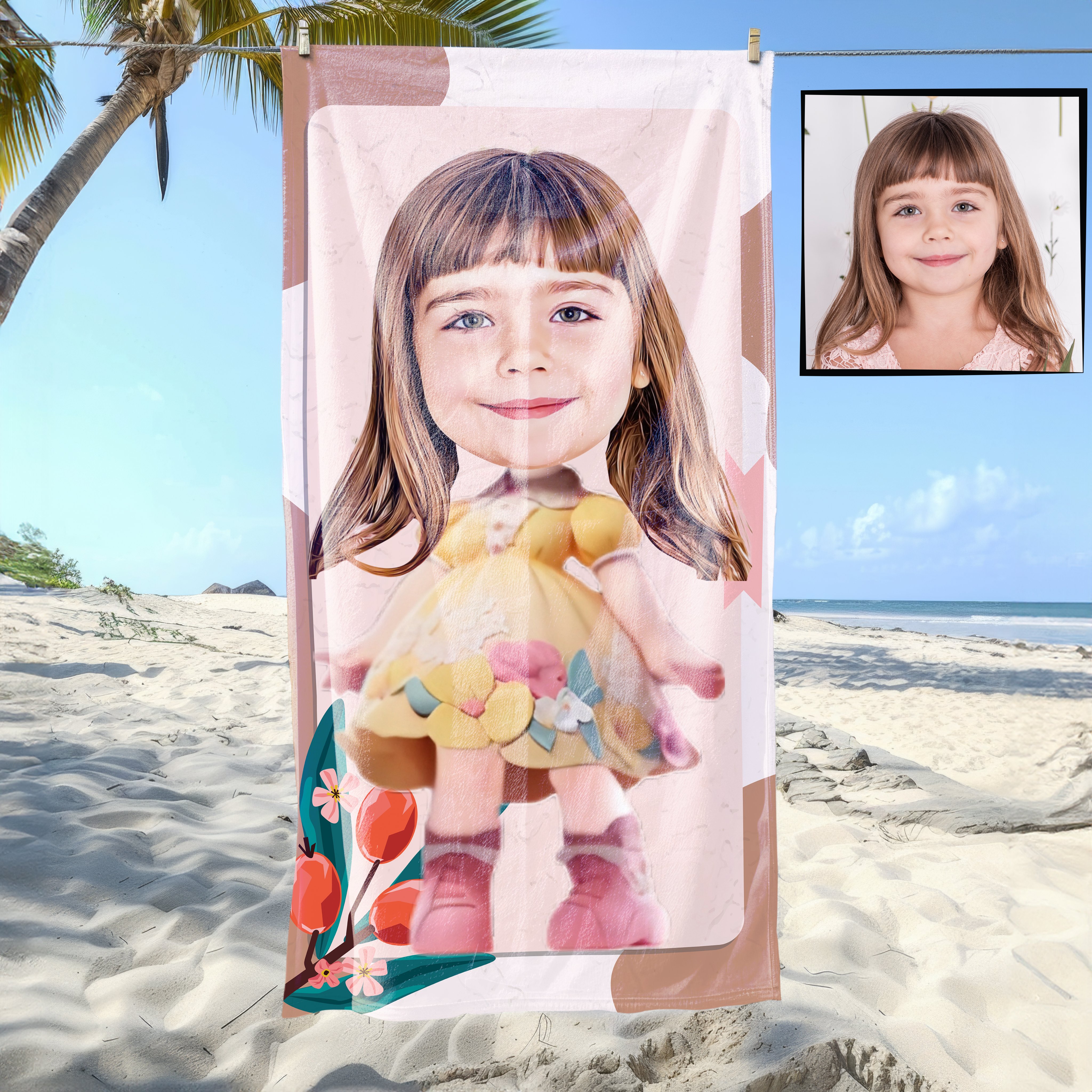 eJOYA Kişiye Özel Karikatür Fotoğraflı Çizgi Karakter Plaj ve Banyo Havlusu 115699