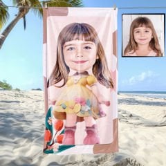 eJOYA Kişiye Özel Karikatür Fotoğraflı Barbie Plaj ve Banyo Havlusu 115699