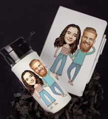 eJOYA Kişiye Özel Karikatür Tasarım Defter Kalem Ve Matara Hediye Seti 96468
