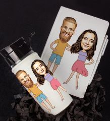 eJOYA Kişiye Özel Karikatür Tasarım Defter Kalem Ve Matara Hediye Seti 96469