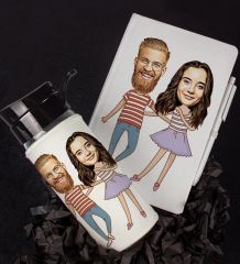 eJOYA Kişiye Özel Karikatür Tasarım Defter Kalem Ve Matara Hediye Seti 96470