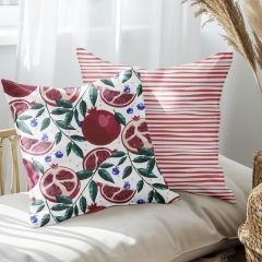eJOYA Nar Ve Çiçek Tasarımlı 2'li Yastık İçi Ve Kırlent Kılıfı 45cm 113478
