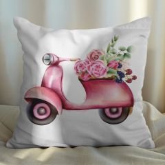 eJOYA Çiçekli Vespa Tasarımlı 2'li Yastık İçi Ve Kırlent Kılıfı 45cm 113479