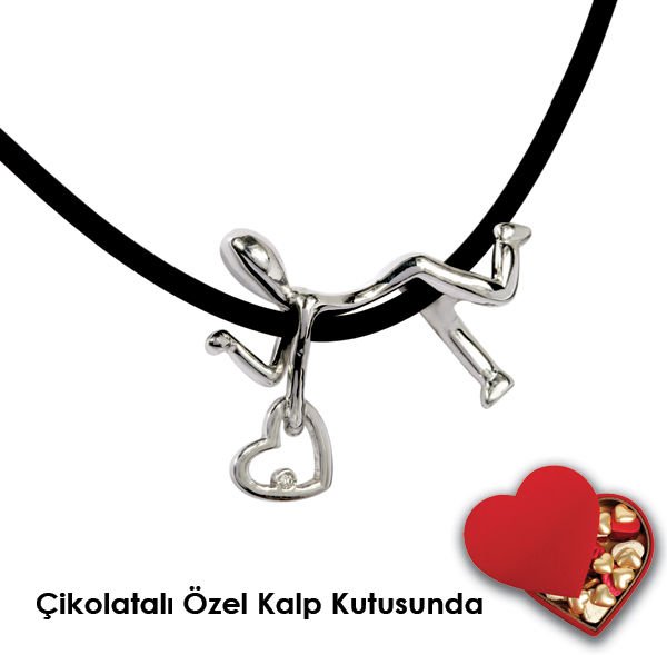 eJOYA Kalbimi Çaldın Pırlanta ve Gümüş Kolye 42508