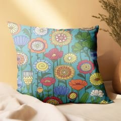 eJOYA Kadın Ve Çiçek Tasarımlı 2'li Yastık İçi Ve Kırlent Kılıfı 45cm 113483