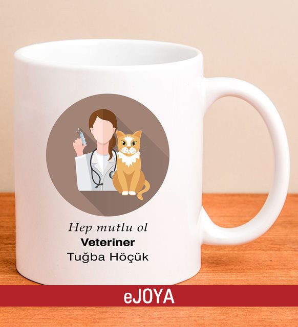 eJOYA Kişiye Özel Kadın Veteriner Temalı Kupa Bardak 80068