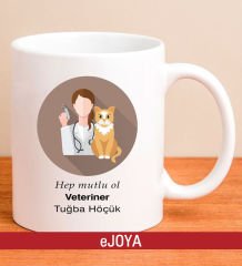 eJOYA Kişiye Özel Kadın Veteriner Temalı Kupa Bardak 80068
