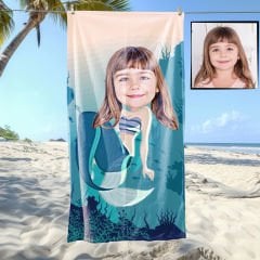 eJOYA Kişiye Özel Karikatür Fotoğraflı Deniz Kızı Plaj ve Banyo Havlusu 115715