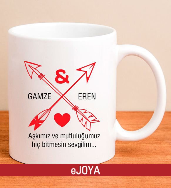 eJOYA Kişiye Özel Aşk Oklu Kupa Bardak 80077