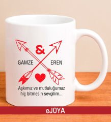 eJOYA Kişiye Özel Aşk Oklu Kupa Bardak 80077