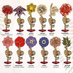 eJOYA Kişiye Özel Fotoğraflı Doğum Ayı Çiçeği Ahşap Biblo - Temmuz Lotus 115120