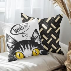 eJOYA Kedi Gözü Tasarımlı 2'li Yastık İçi Ve Kırlent Kılıfı 45cm 113498