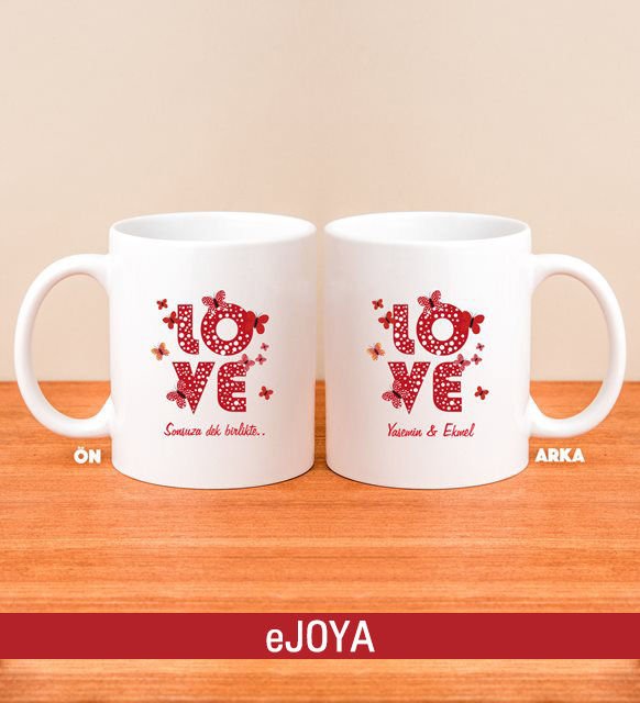 eJOYA Kişiye Özel LOVE Mesajlı Kupa Bardak 80088