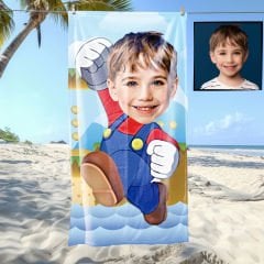 eJOYA Kişiye Özel Karikatür Fotoğraflı Süper Mario Plaj ve Banyo Havlusu 115731