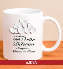 eJOYA Kişiye Özel Özür Mesajlı Kupa Bardak 80091