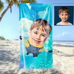 eJOYA Kişiye Özel Karikatür Fotoğraflı Çizgi Karakter Plaj ve Banyo Havlusu 115734