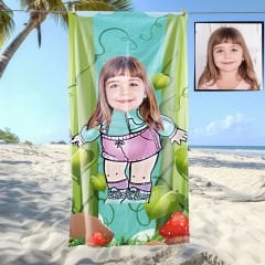 eJOYA Kişiye Özel Karikatür Fotoğraflı Şirin Kız Plaj ve Banyo Havlusu 115736