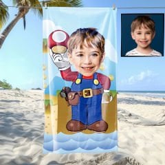 eJOYA Kişiye Özel Karikatür Fotoğraflı Süper Mario Plaj ve Banyo Havlusu 115737