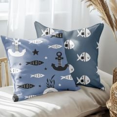 eJOYA Çapa Ve Balık Tasarımlı 2'li Yastık İçi Ve Kırlent Kılıfı 45cm 113510