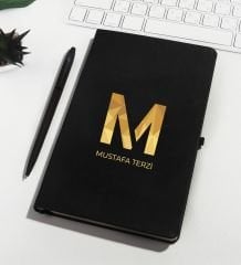 eJOYA Kişiye Özel Siyah Defter Kalem Seti 110725