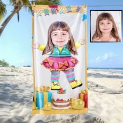eJOYA Kişiye Özel Karikatür Fotoğraflı Barbie Plaj ve Banyo Havlusu 115738