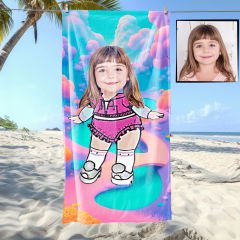 eJOYA Kişiye Özel Karikatür Fotoğraflı Çizgi Karakter Plaj ve Banyo Havlusu 115739