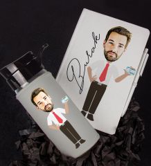 eJOYA Kişiye Özel Karikatür Tasarım Defter Kalem Ve Matara Hediye Seti 96509