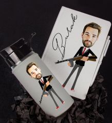 eJOYA Kişiye Özel Karikatür Tasarım Defter Kalem Ve Matara Hediye Seti 96510