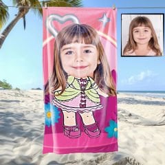 eJOYA Kişiye Özel Karikatür Fotoğraflı Barbie Plaj ve Banyo Havlusu 115742
