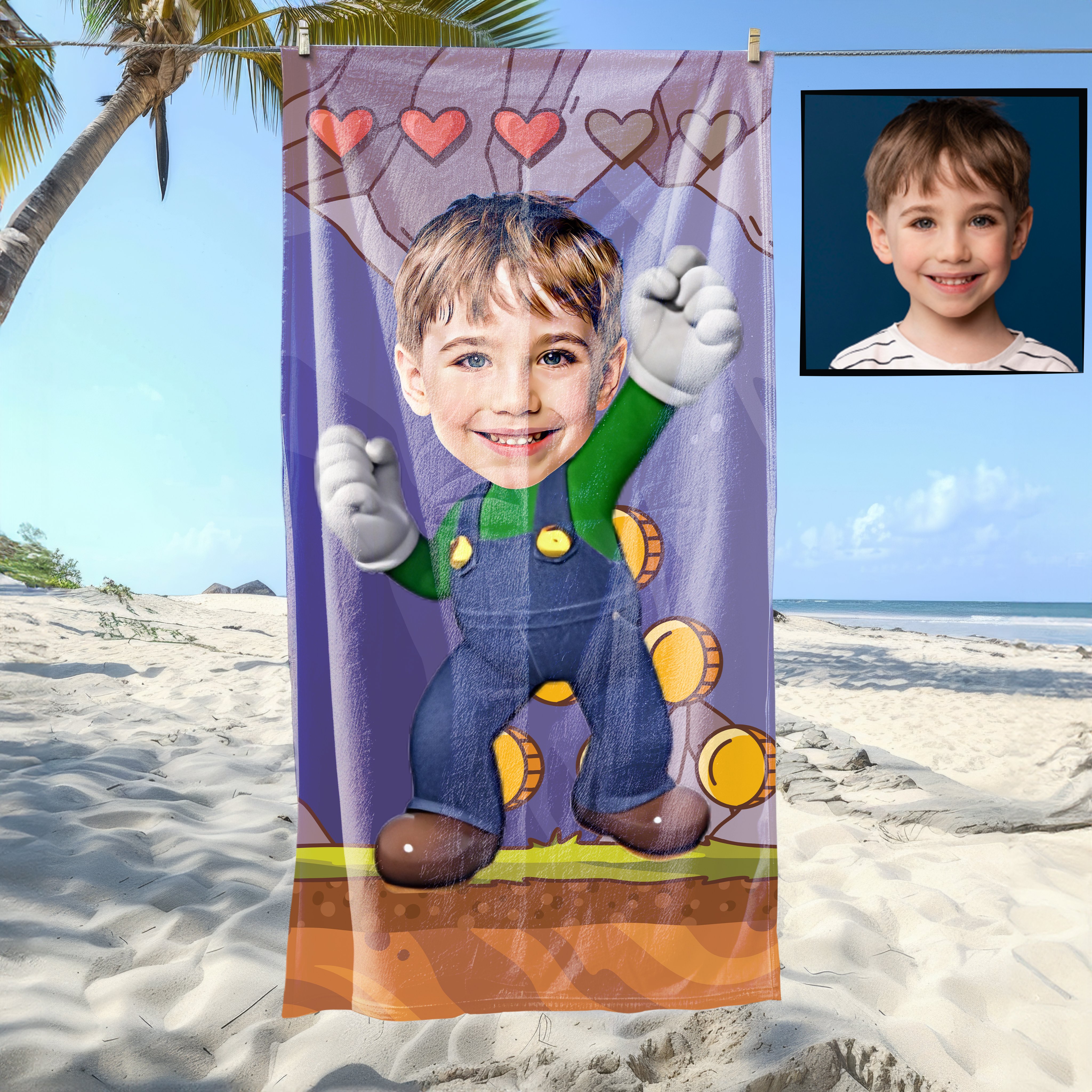 eJOYA Kişiye Özel Karikatür Fotoğraflı Çizgi Karakter Plaj ve Banyo Havlusu 115743