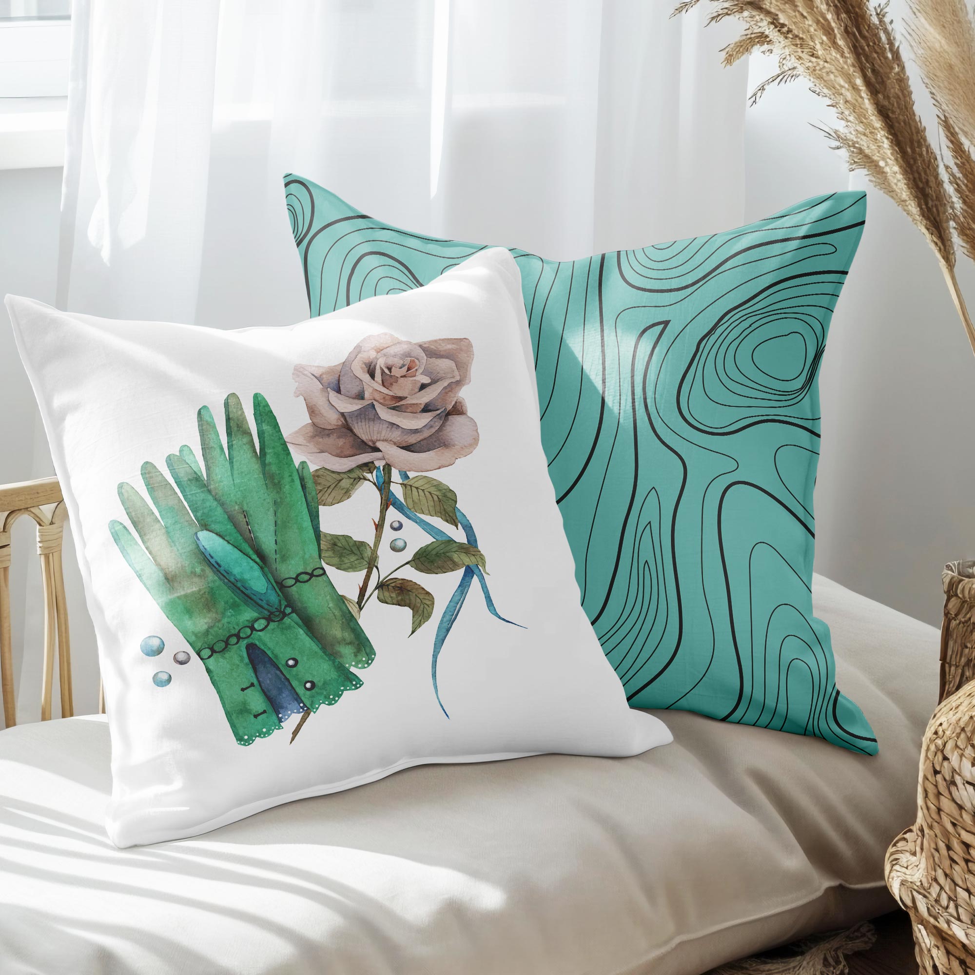 eJOYA Modern Tasarımlı 2'li Yastık İçi Ve Kırlent Kılıfı 45cm 113520