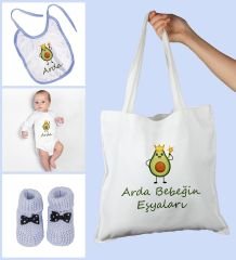 eJOYA Bebeklere Özel Çantasında Kişiye Özel Zıbın Önük Ve Patik Bebek Hediye Seti 109758
