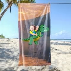 eJOYA Kişiye Özel Karikatür Fotoğraflı Şirin Dino Plaj ve Banyo Havlusu 115148